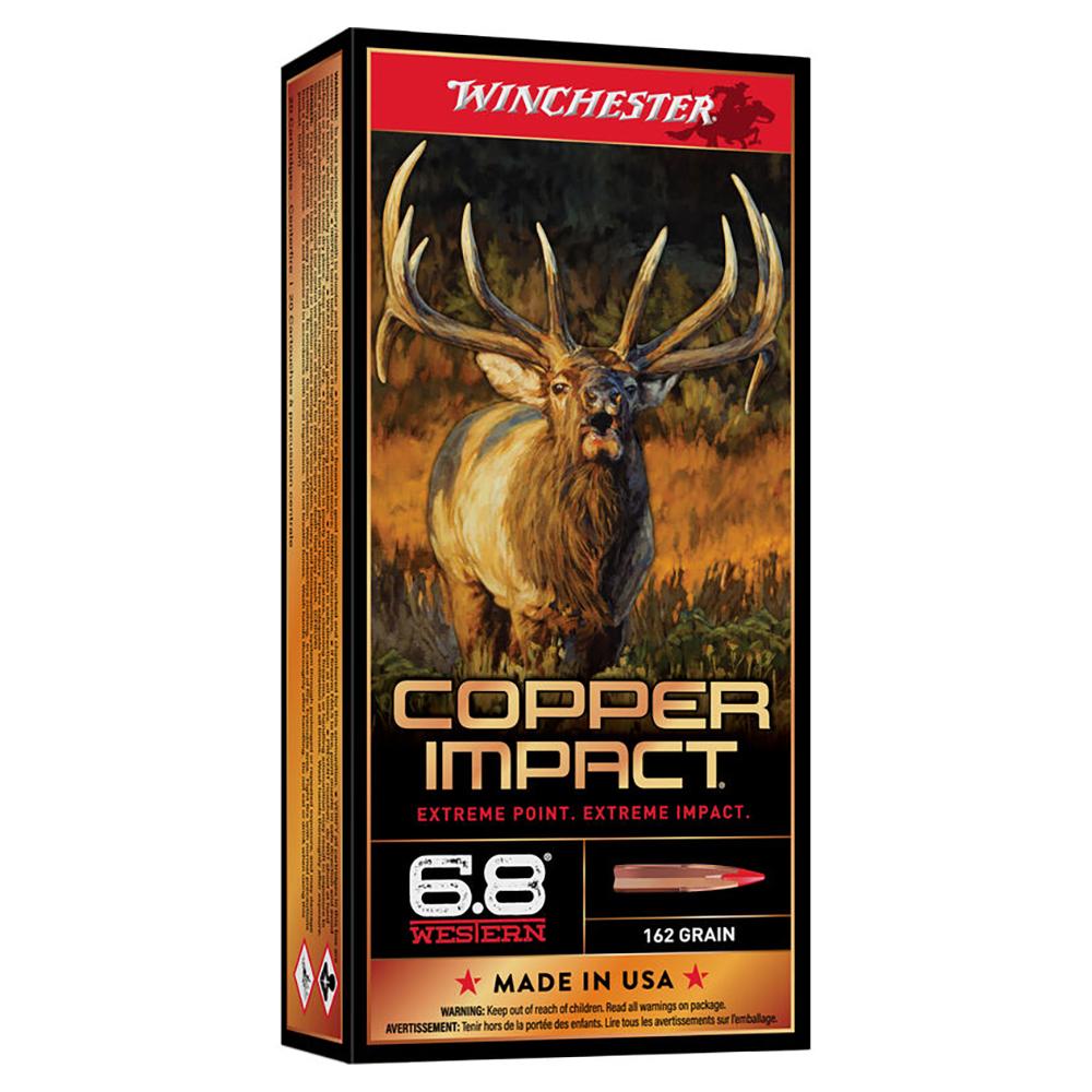 Winchester Copper Impact Rifle Ammunition 6.8 Western 162 gr. BT 2875 fps 20/ct