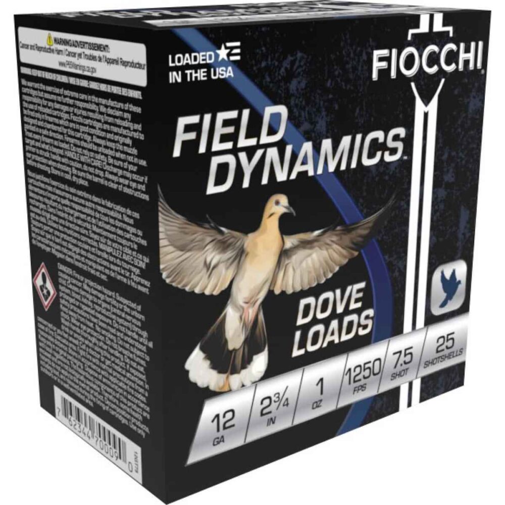 Fiocchi Lead Dove & Quail Shotshells 12 ga 2 3/4" 1 oz #7.5 1250 fps 25/ct