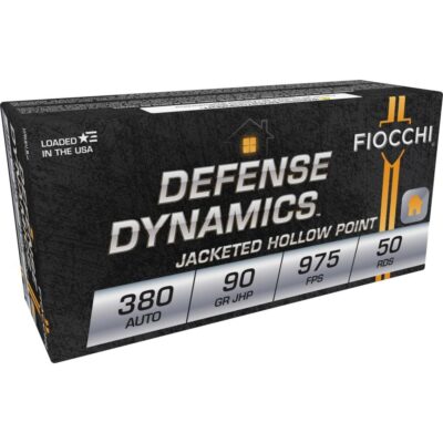 Fiocchi Defense Dynamics Handgun Ammunition .380 ACP 90 gr JHP 975 fps 50/ct