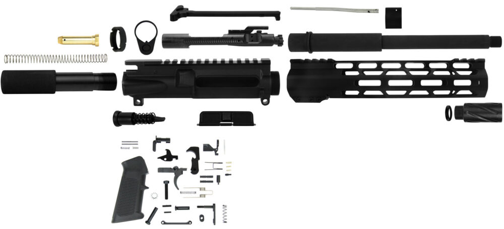 TacFire SSPK300LPK10 AR Build Kit Pistol Sports South Exclusive 300 Blackout AR Pistol Platform Black Parkerized Steel 5/8"x24