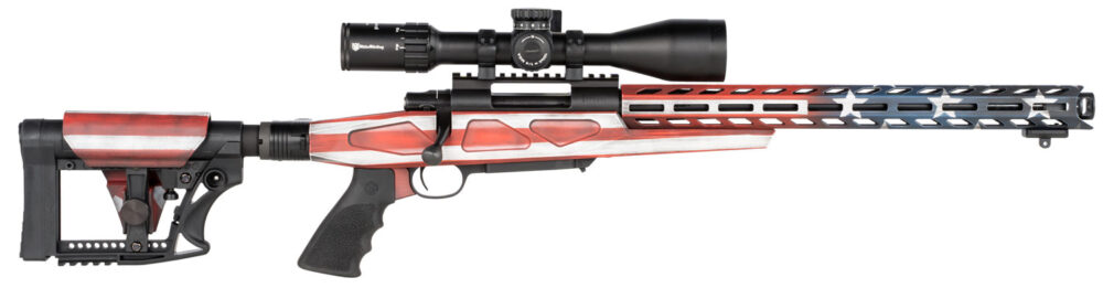 Howa HFLG65C16 M1500 APC Chassis Gen2 6.5 Creedmoor 10+1 16.25" Barrel, American Flag Cerakote Receiver, American Flag 6 Position Luth-AR MBA-4 with Aluminum Chassis Stock, Black Polymer Grip