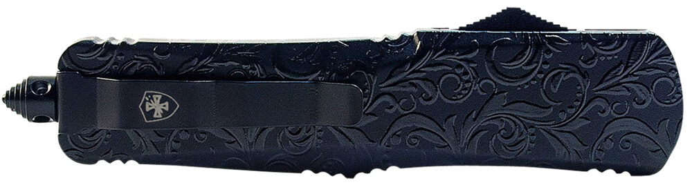 Templar Knife LMDG131 Gen II Maiden Gloss Large 3.50" OTF Dagger Plain Black Oxide Stonewashed 440C SS Blade, 5.25" Black Gloss Aluminum Handle, Glass Breaker