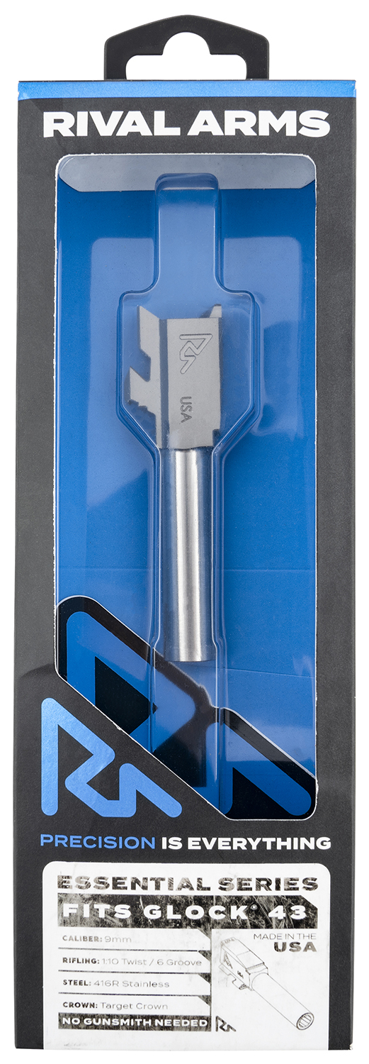 Rival Arms RARA22G301D Essential V2 Match Grade 9mm Luger 3.41" Stainless Steel, Fits Glock 43/43X