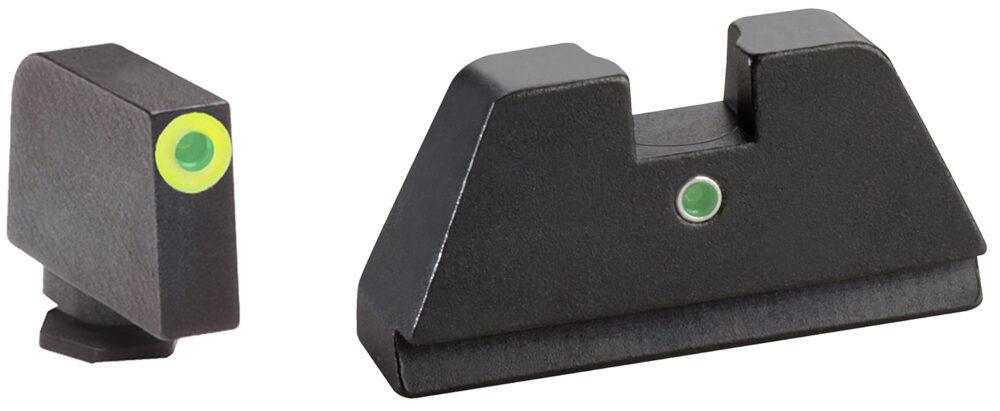AmeriGlo GL391 Optic Compatible Sight Set for Glock  XL Tall Green Tritium LumiGreen Outline Front Sight-Green Tritium  Rear Sight