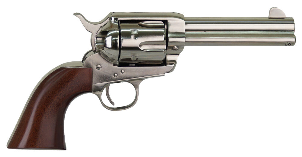 Cimarron PPP357N Pistolero  38 Special/357 Mag 6 Shot, 4.75" Nickel-Plated Steel Barrel, Cylinder & Frame, Wide Front Sight, Smooth Walnut Grip