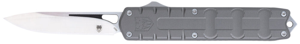 CobraTec Knives CTEGRYM390DNS Enforcer  3.25" OTF Drop Point Plain M390 Steel Blade/Gray Aluminum Handle