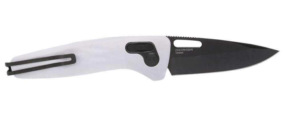 S.O.G SOG12730557 One-Zero XR 3.10" Folding Plain Black Chrome Cryo CPM S35VN Steel Blade/ White Sculpted Aluminum Handle