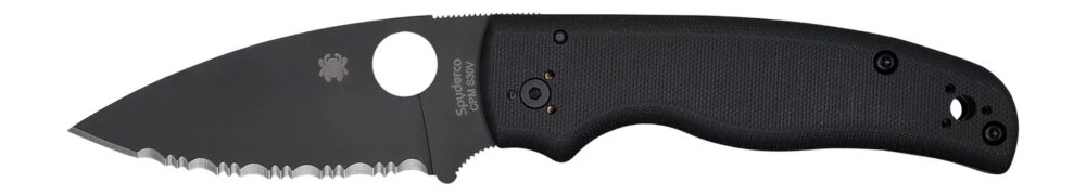 Spyderco C229GSBK Shaman  3.58" Folding Serrated Black DLC CPM S30V SS Blade/Black Textured G10 Handle Includes Pocket Clip