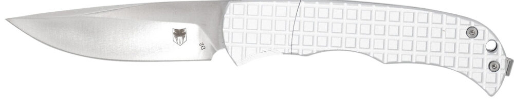 CobraTec Knives CTCLNHRSIL Cyclone Hidden Release 3" OTF Plain Satin D2 Steel Blade, 4" White Aluminum Handle