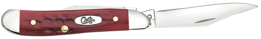 Case 00781 Peanut  Medium 2.10"/1.53" Folding Clip Point/Pen Plain Mirror Polished Tru-Sharp SS Blade Corn Cob Jigged Old Red Bone Handle