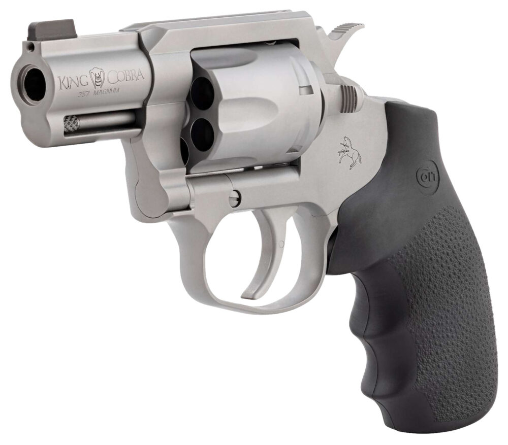 Colt Mfg KCOBRASM2BBS King Cobra  Small 357 Mag 6 Shot 2" Matte Stainless Steel Barrel, Cylinder Frame, Black Hogue Overmolded Grips, Exposed Hammer