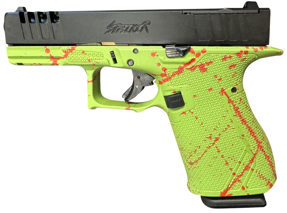 Great Lakes Firearms GL19SZOM Striker  Compact Frame 9mm Luger 15+1 4" Black Nitride Steel Barrel, Black Cerakote Serrated w/Slide Cuts Steel Slide, Zombie Cerakote Polymer Frame & Grip, Ambidextrous