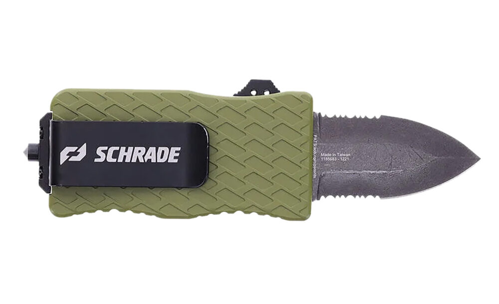 Schrade 1159306 Uproar Tactical Mini 1.90" Serrated Dagger Satin D2 Steel Blade OD Green Aluminum Handle