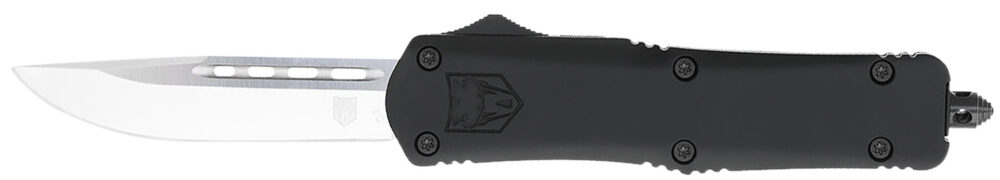 CobraTec Knives MBFS3DNS FS-3  Medium 3" OTF Drop Point Plain D2 Steel Blade, 4.50" Black Aluminum Alloy Handle