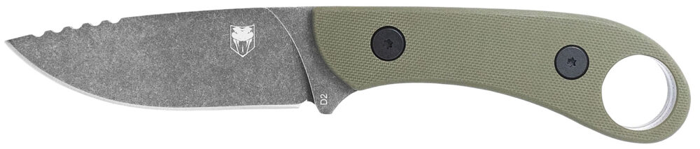 CobraTec Knives SD2DNSODGGEN2 Skinner Gen II 3.50" Fixed Plain Stonewashed D2 Steel Blade, 4.31" OD Green Textured G10 Scales Handle w/Finger Ring