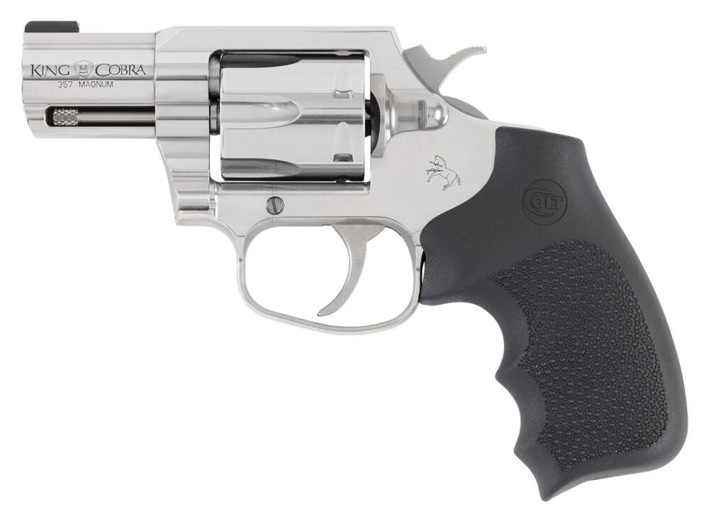 Colt Mfg KCOBRASB2RBBS King Cobra  357 Mag 6rd Shot 2" Stainless Steel Barrel, Cylinder & Frame, Black Hogue Overmolded Grip, Exposed Hammer, DA/SA