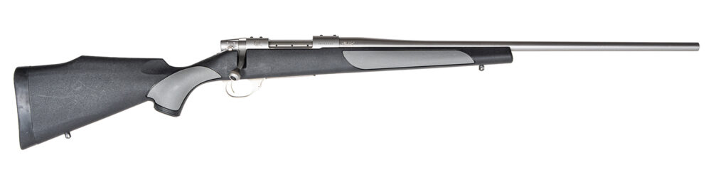 Weatherby  Vanguard Weatherguard Full Size 30-06 Springfield 5+1 22" Satin Threaded Barrel, Satin Stainless Steel Drilled & Tapped Receiver, Black/Gray Weatherguard