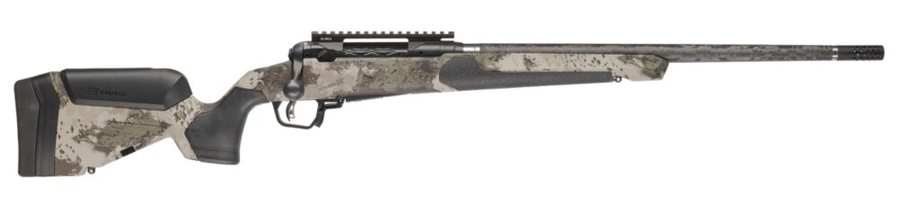Savage Arms 32720 110 UltraLite Pro Full Size 300 PRC 5+1 24" Carbon Fiber Barrel, Savage Woodland Camo Accufit V2 Synthetic Stock, Right Hand