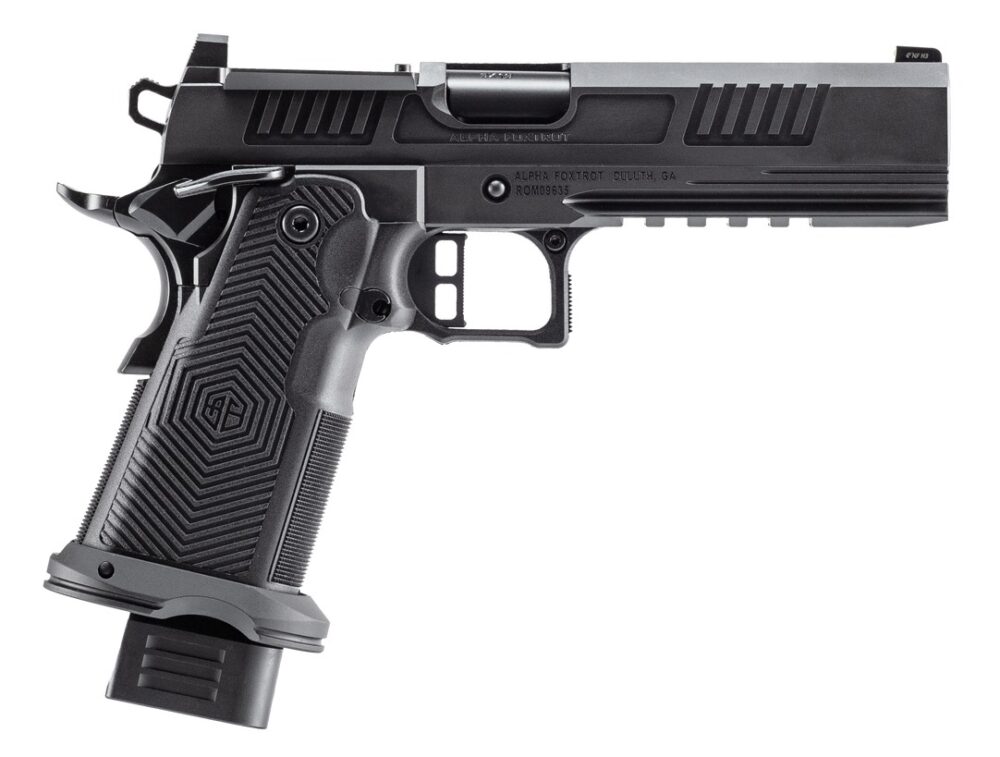 Alpha Foxtrot AA47X1EID-XDBK19 AF1911 Romulus 9mm Luger 20+1 17+1 5" Black DLC Stainless Steel Bull Barrel, Optic Ready/Serrated Slide & Frame w/Beavertail & Picatinny Rail, Aluminum Grip, RMSc/RMR Fo