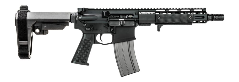 Griffin Armament MK2PSD30095P-W MK2 PSD 300 Blackout 9.50" Threaded Barrel, Black Anodized Aluminum Receiver w/Picatinny Rail, M-LOK Handguard, Black Polymer SBA3 Brace, Black A3 Grip, Ambidextrous