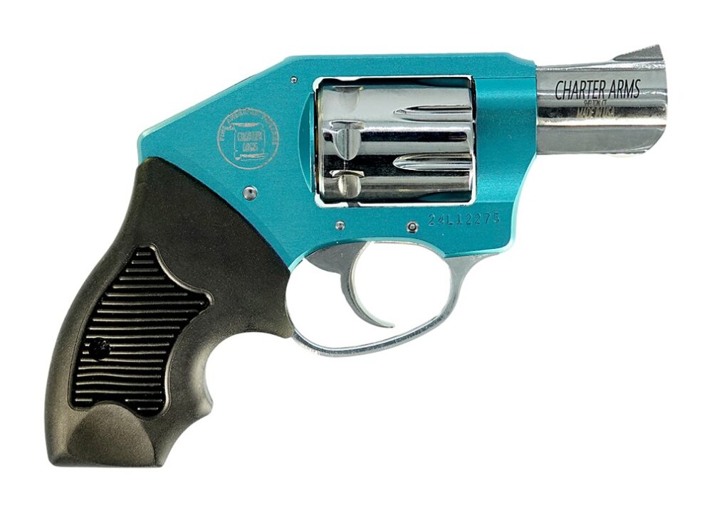 Charter Arms 52371 Pathfinder Lite "The Walker" Small Frame 22 Mag 8 Shot 2" Stainless Steel Barrel & Cylinder, Turquoise Blue Hard Anodized Aluminum Frame, Black Rubber Grip, Transfer Bar Safety, Con
