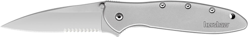 Kershaw Ken Onion Leek Folding Knife 3" Partially Serrated Drop Point Blade Silver