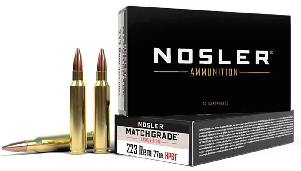 Nosler Custom Competition Match Grade Rifle Ammunition .223 Rem 77 gr OTM 2600 fps 20/ct