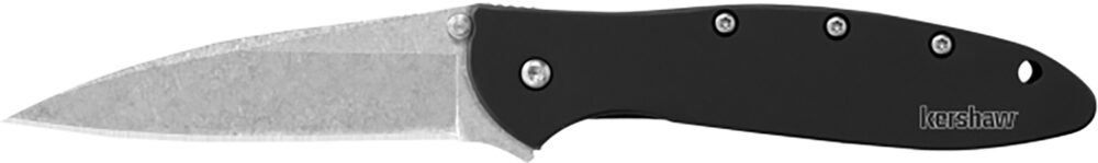 Kershaw Ken Onion Leek Folding Knife 3" Stonewashed Drop Point Blade Black
