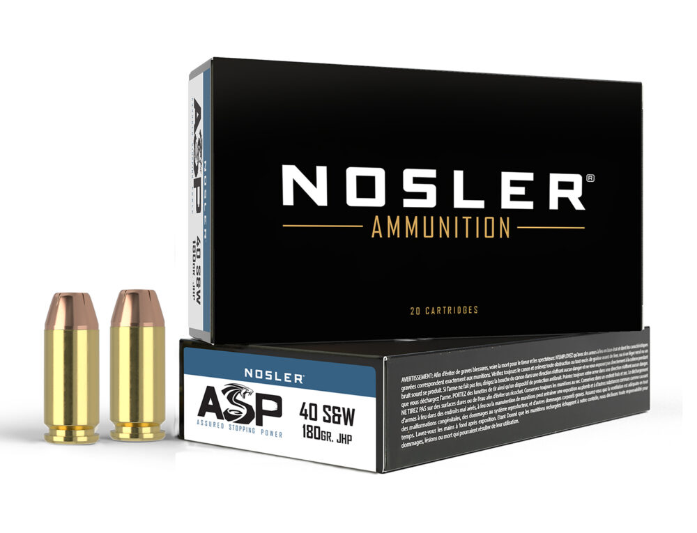 Nosler ASP Handgun Ammunition .40 S&W 180 gr JHP 1005 fps 50/ct