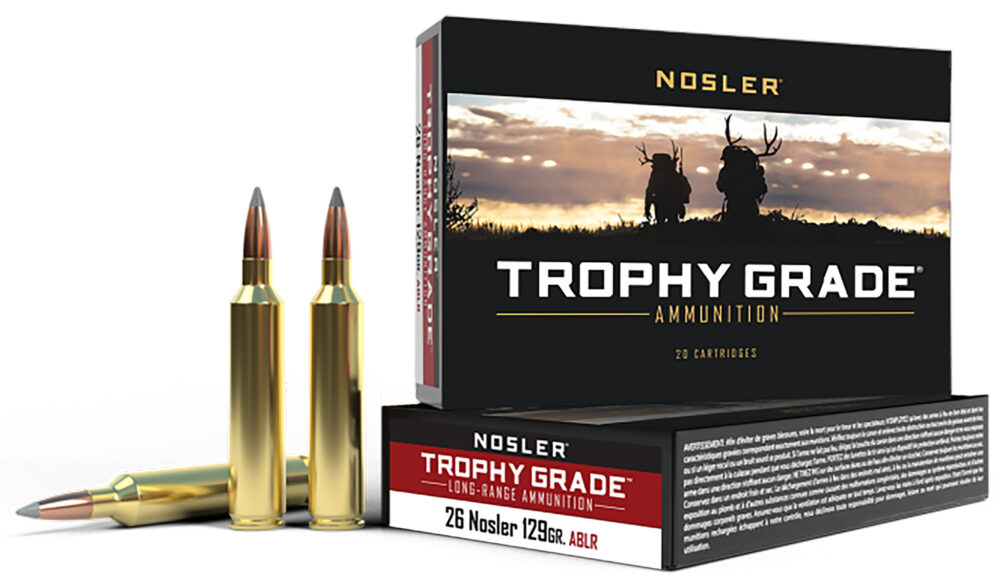 Nosler Accubond Long Range Trophy Grade Rifle Ammunition 26 Nosler 129 gr PT 3400 fps 20/ct