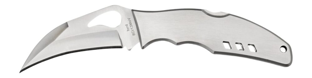 Spyderco BY07P Byrd Crossbill 3.50" Folding Hawkbill Plain 8Cr13MoV SS Blade, Stainless Steel Handle Includes Pocket Clip