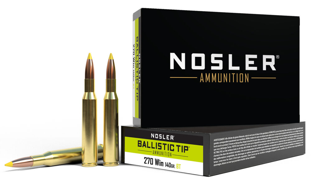 Nosler Ballistic Tip Hunting Rifle Ammunition 270 Win 140gr PT 2900 fps 20/ct