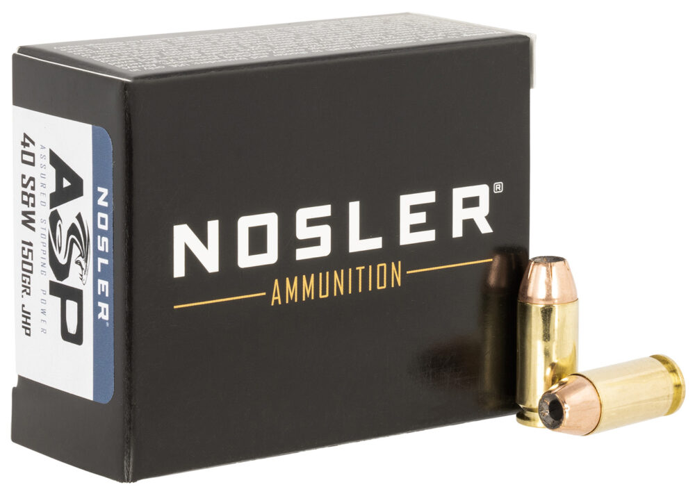 Nosler ASP Handgun Ammunition .40 S&W 150 gr JHP 1110 fps 20/ct