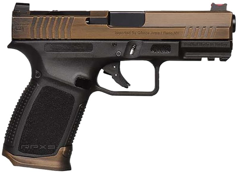 Gforce Arms GFRPX3C9BT Exodus  9mm Luger 15+1 4.02" Black Steel Barrel, Bronze Cerakote Serrated Steel Slide, Black Cerakote Polymer Frame w/Accessory Rail, Black Textured Grip