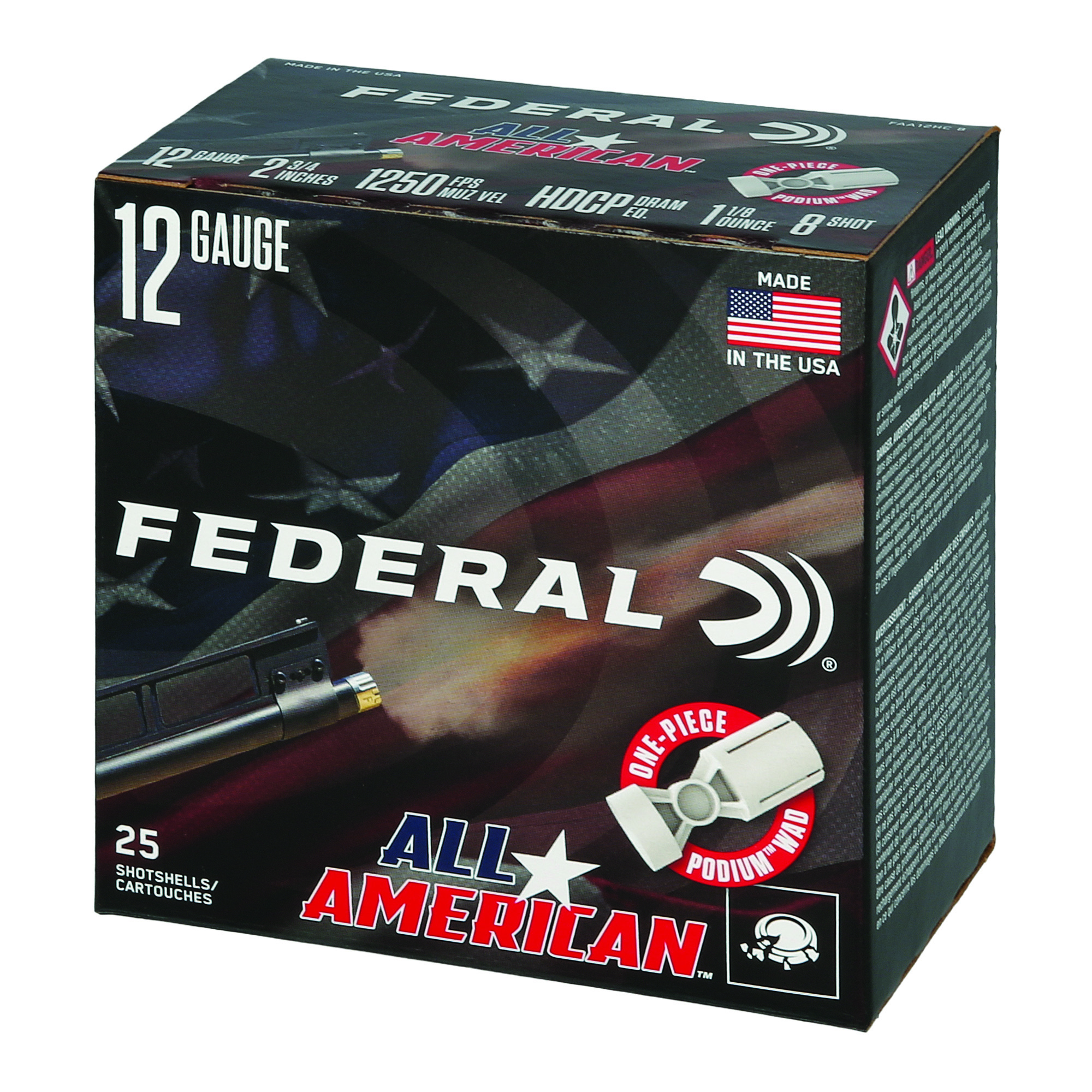 FED ALL AMRCN 12GA 2.75" 1 1/8OZ #8
