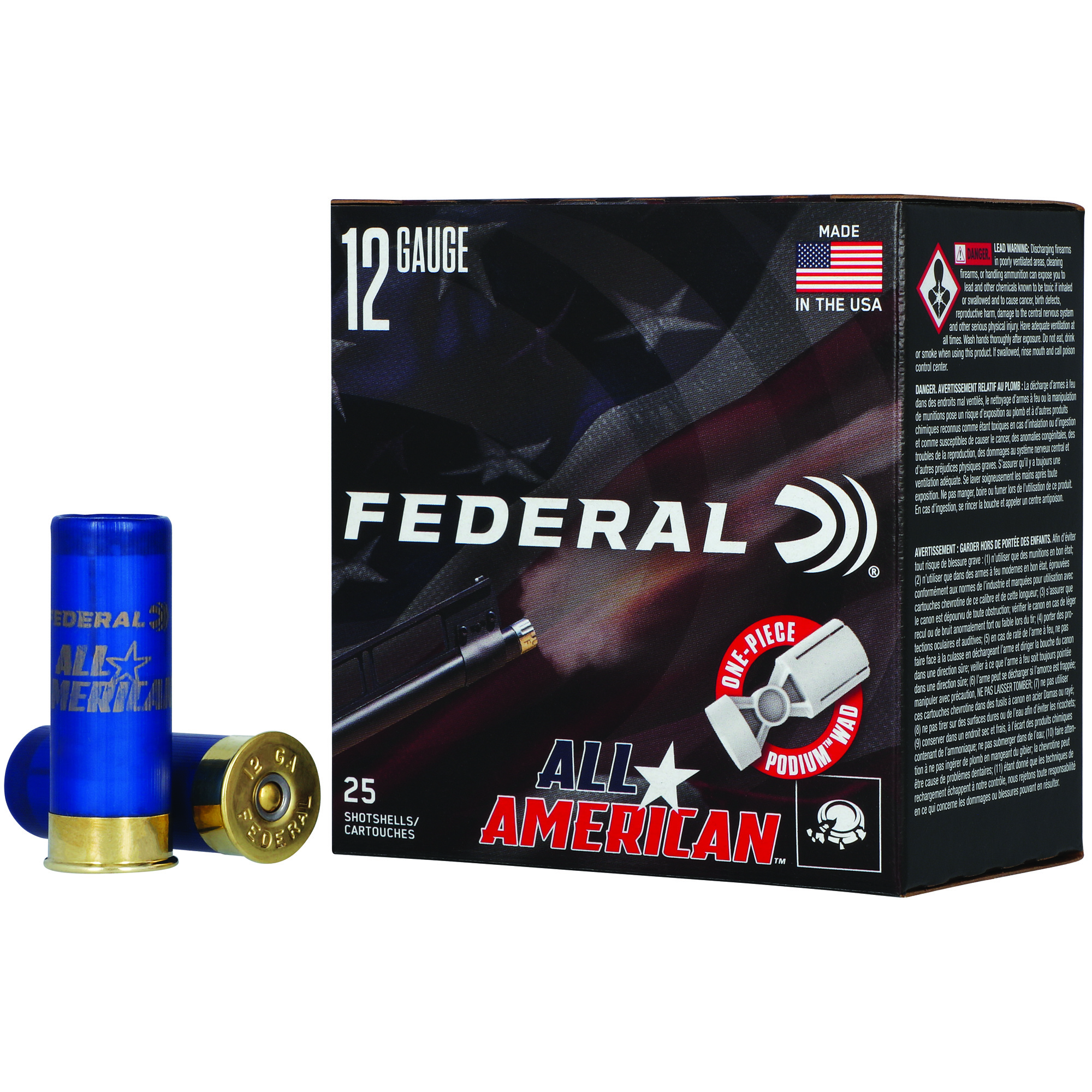 FED ALL AMER 12GA 2.75" 1 1/8OZ #7.5
