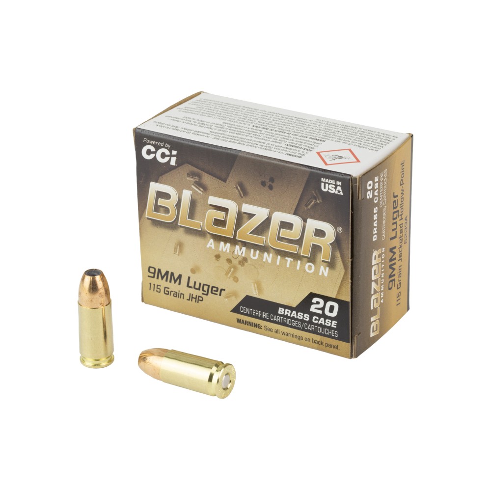 CCI BLAZER BRASS 9MM 115GR JHP 20