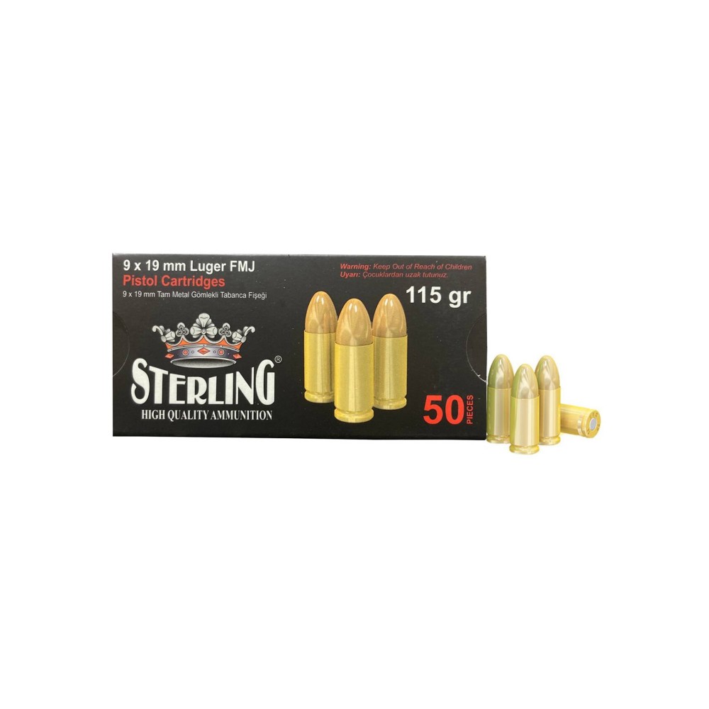 STERLING 9MM 115GR FMJ BRASS 50/1500
