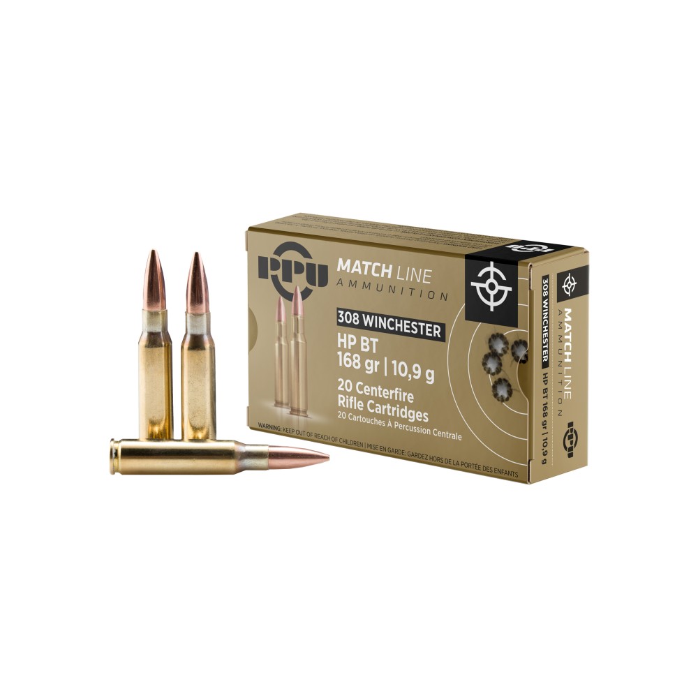 PPU .308 WIN MATCH 168GR HPBT 20/200