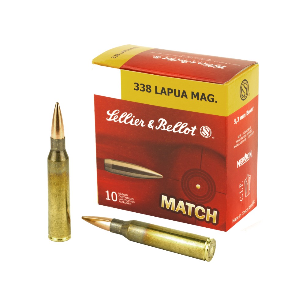 S&B 338LAPUA 250GR SIERRA HPBT 10/BX