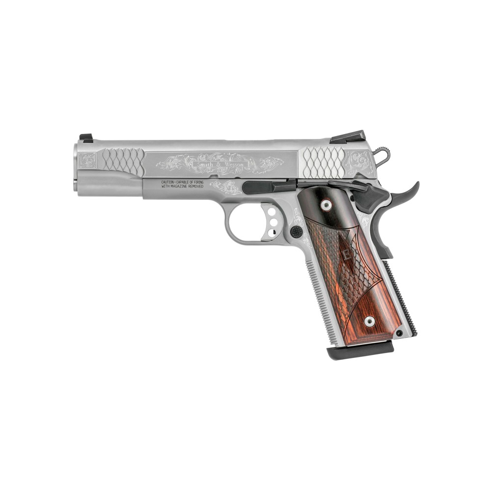 S&W 1911 45ACP 5" STS 8RD FS ENGRVD
