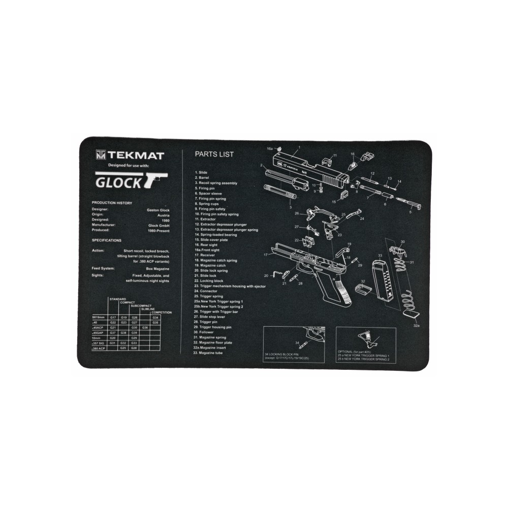 TEKMAT PISTOL MAT FOR GLOCK 17 BLK