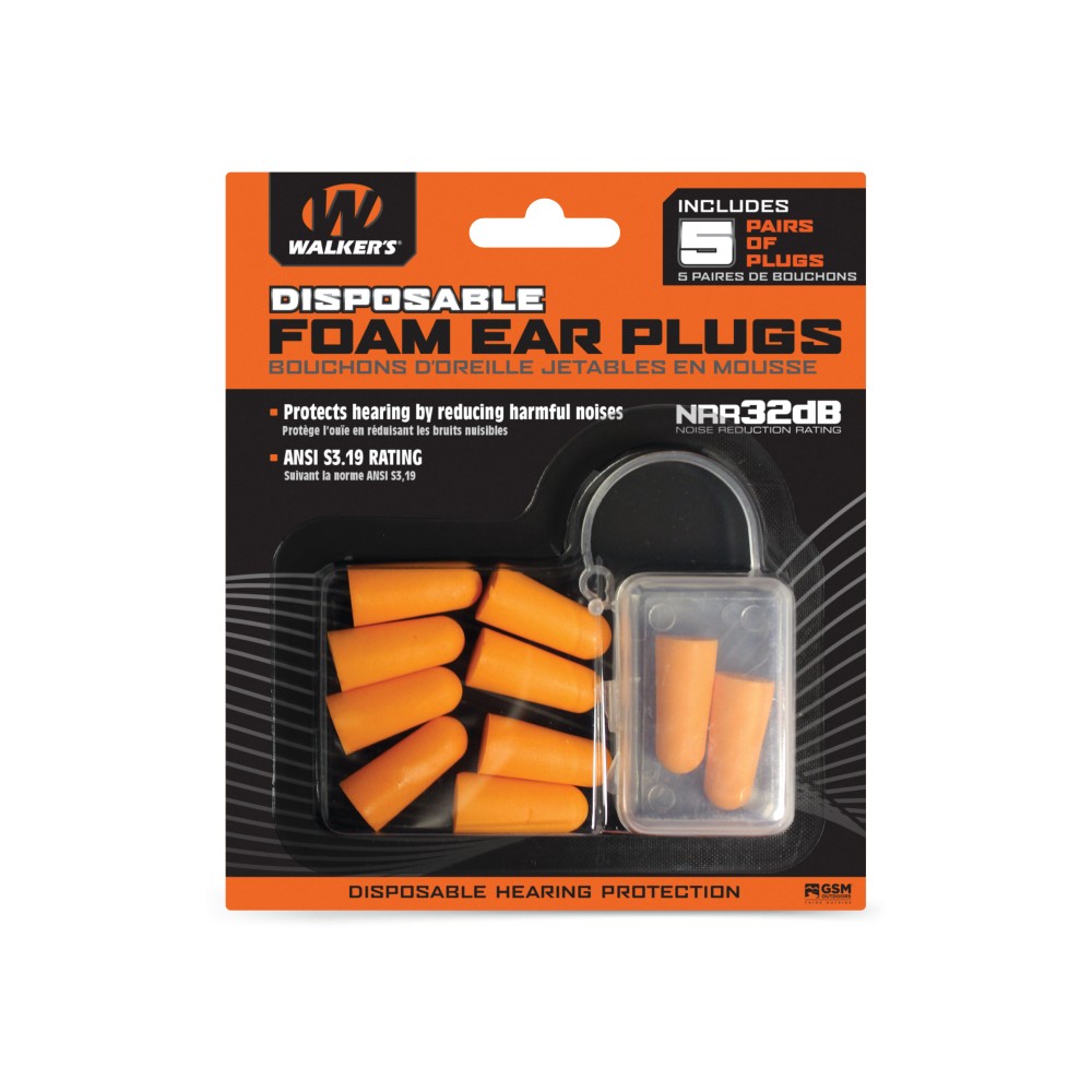 WALKER'S FOAM EAR PLUGS 5PK BLISTER